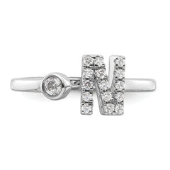 14K White Gold Lab Grown Diamond VS/SI GH, Initial N Adjustable Rin