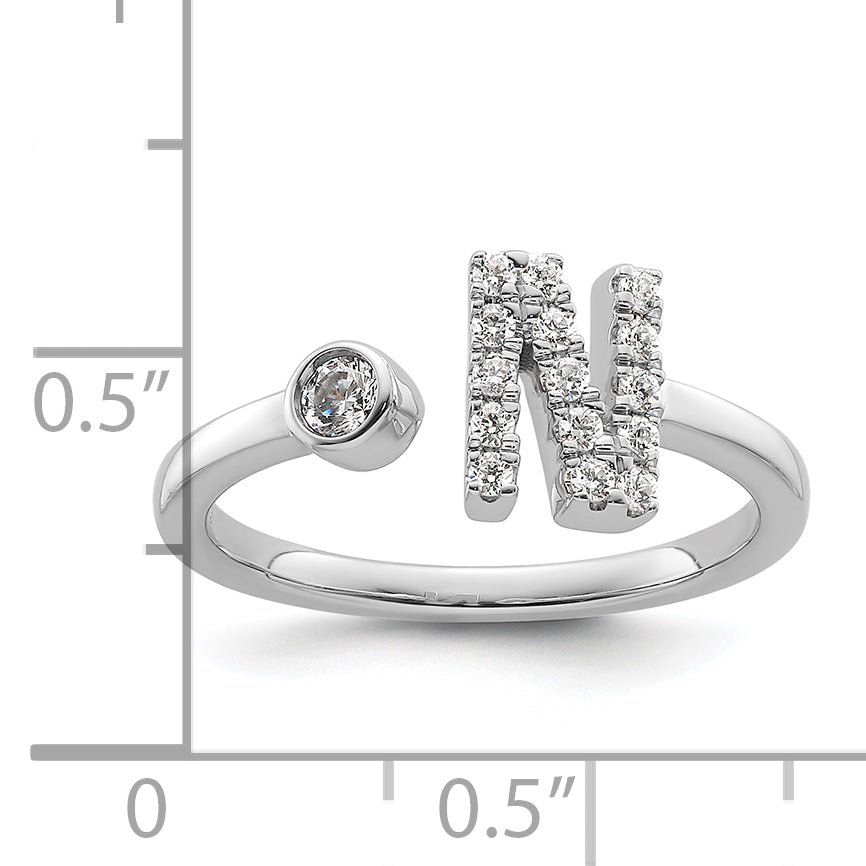 14K White Gold Lab Grown Diamond VS/SI GH, Initial N Adjustable Rin