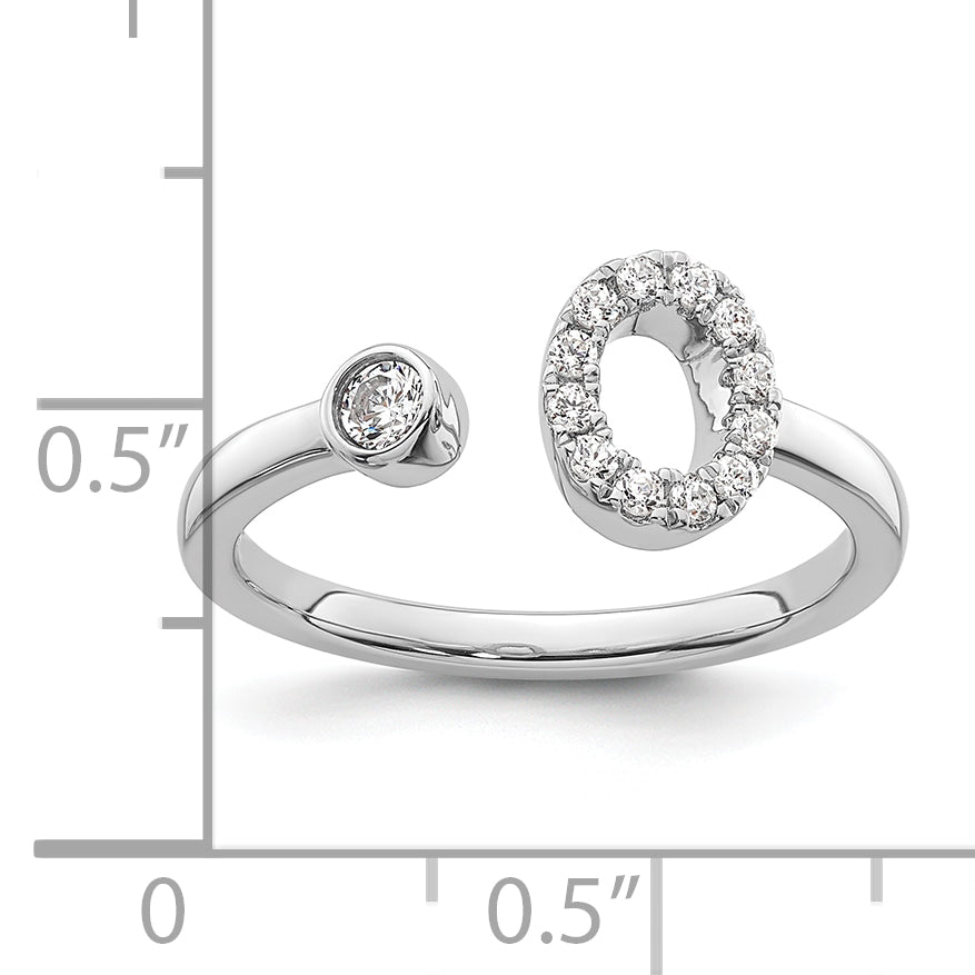 14K White Gold Lab Grown Diamond VS/SI GH, Initial O Adjustable Rin