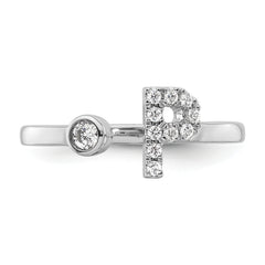 14K White Gold Lab Grown Diamond VS/SI GH, Initial P Adjustable Rin