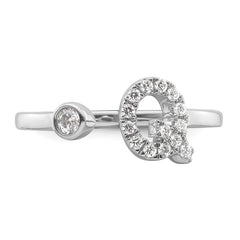 14K White Gold Lab Grown Diamond VS/SI GH, Initial Q Adjustable Rin