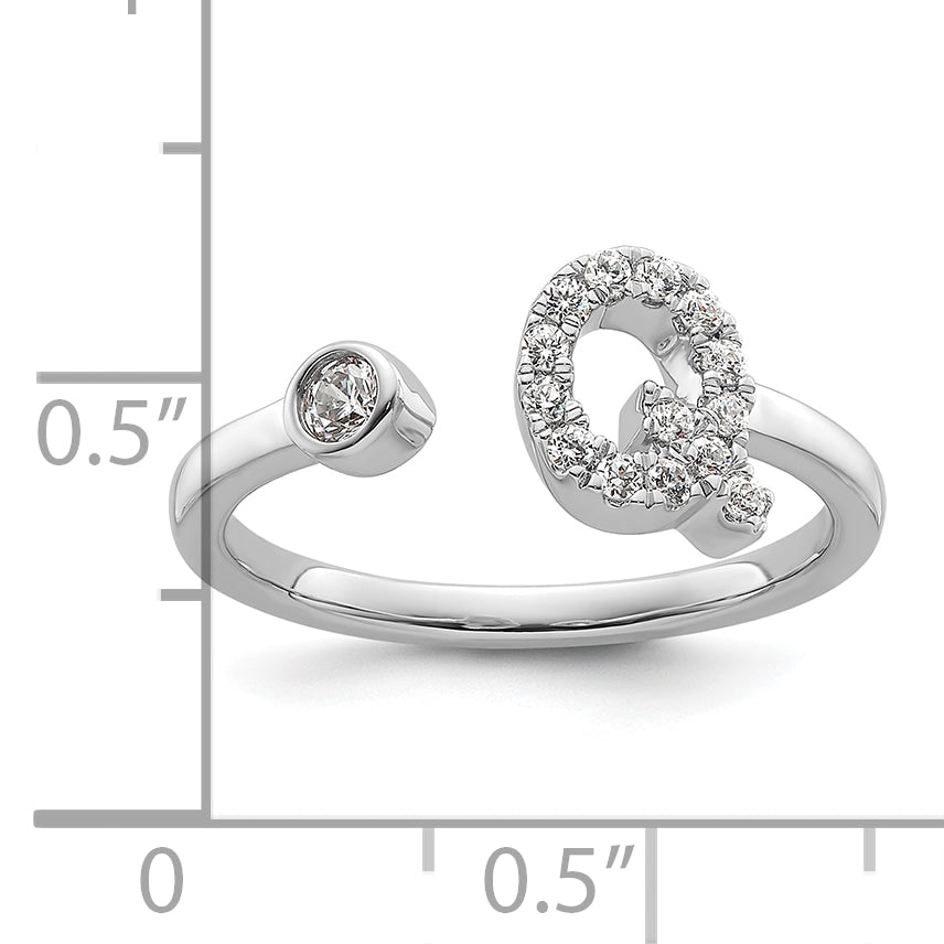 14K White Gold Lab Grown Diamond VS/SI GH, Initial Q Adjustable Rin