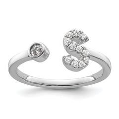 14K White Gold Lab Grown Diamond VS/SI GH, Initial S Adjustable Rin