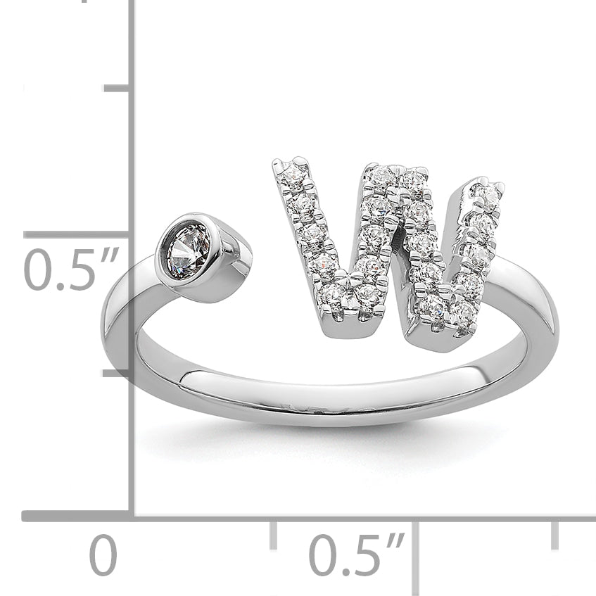 14K White Gold Lab Grown Diamond VS/SI GH, Initial W Adjustable Rin