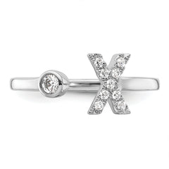 14K White Gold Lab Grown Diamond VS/SI GH, Initial X Adjustable Rin