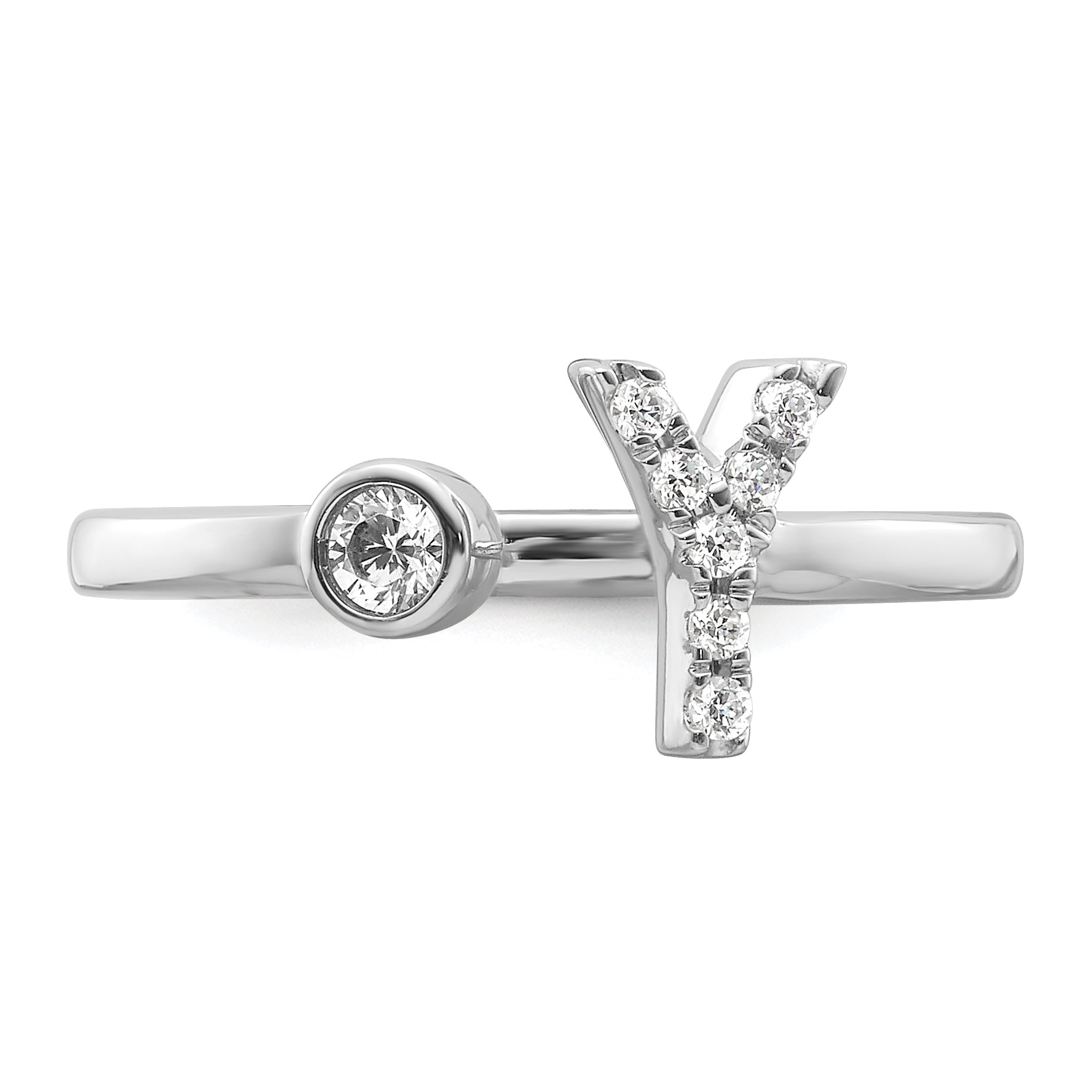 14K White Gold Lab Grown Diamond VS/SI GH, Initial Y Adjustable Rin