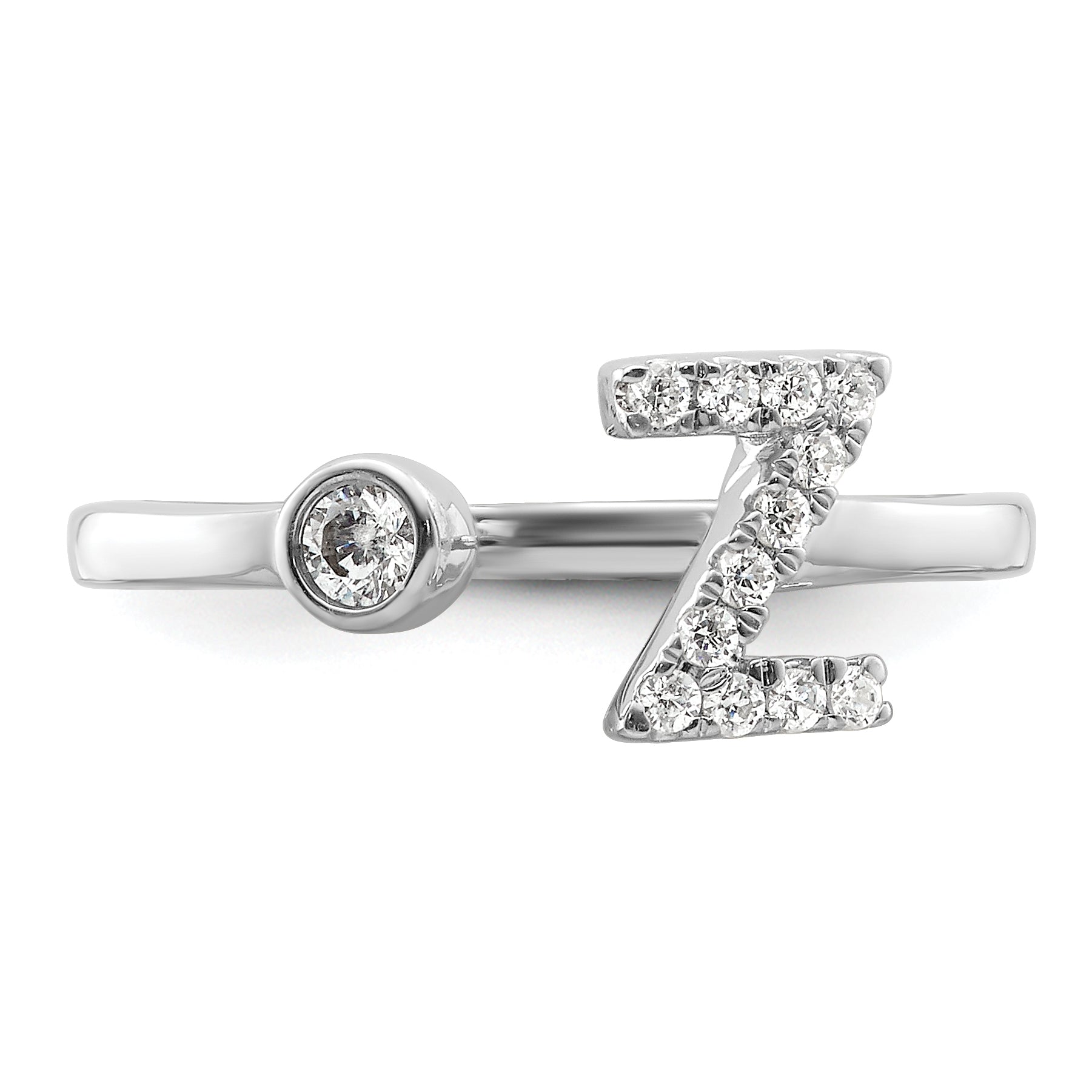 14K White Gold Lab Grown Diamond VS/SI GH, Initial Z Adjustable Rin