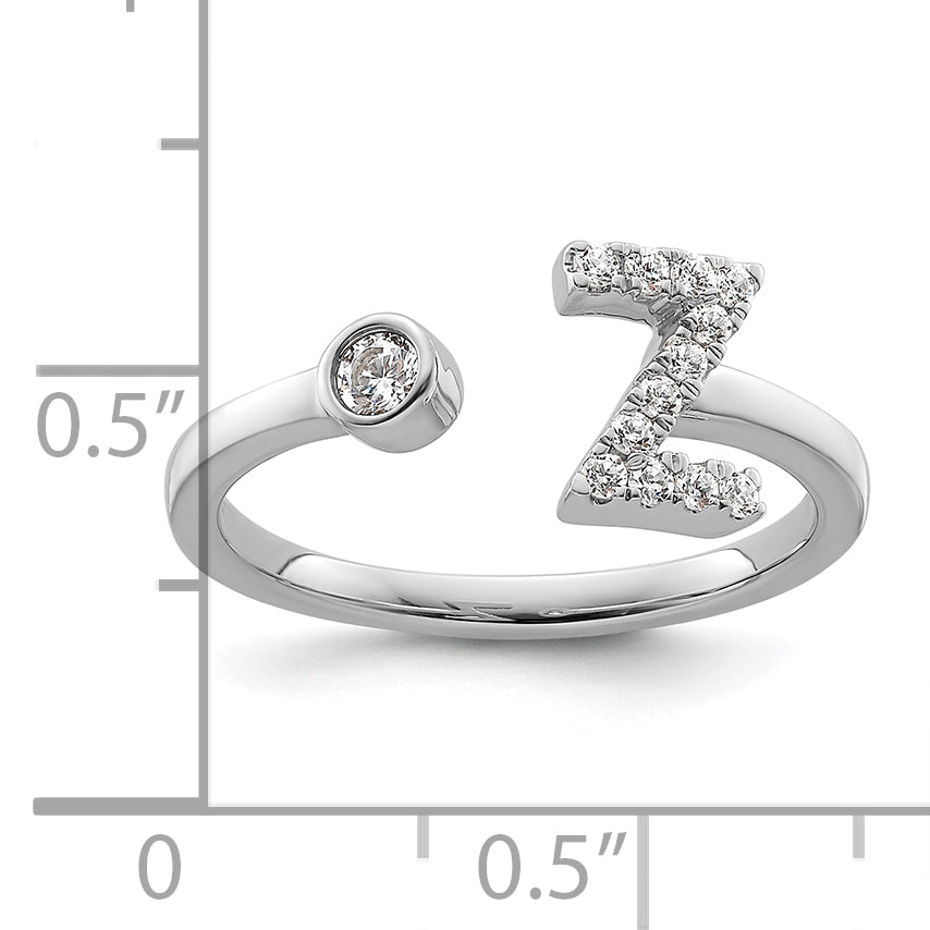 14K White Gold Lab Grown Diamond VS/SI GH, Initial Z Adjustable Rin