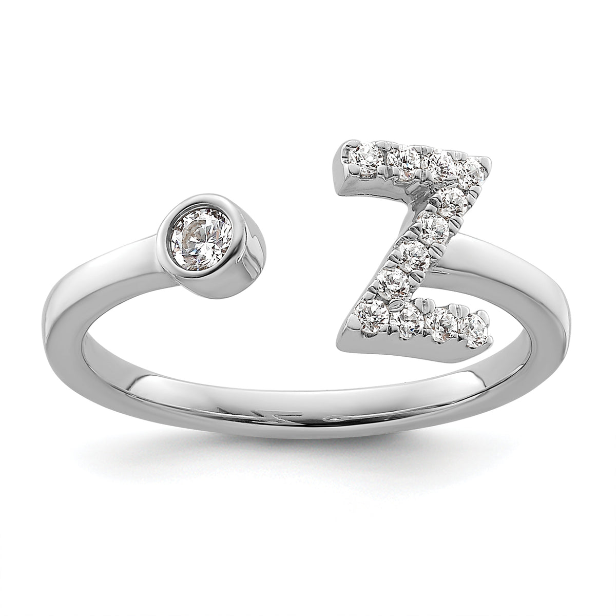 14K White Gold Lab Grown Diamond VS/SI GH, Initial Z Adjustable Rin