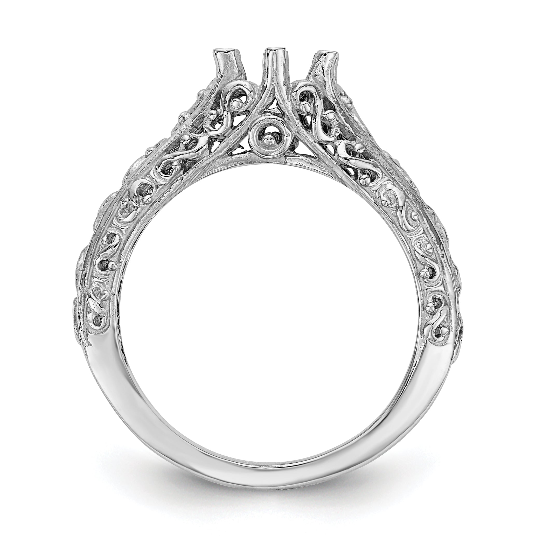 14K White Gold 3/4 carat (5.80 mm) 6-Prong Vintage Round Solitaire Engagement Ring Mounting