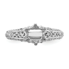 14K White Gold 1.25 carat (7.00 mm) 6-Prong Vintage Round Solitaire Engagement Ring Mounting