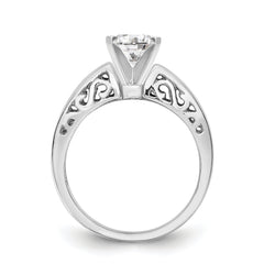 14K White Gold Peg Set Filigree Solitaire Engagement Ring Mounting