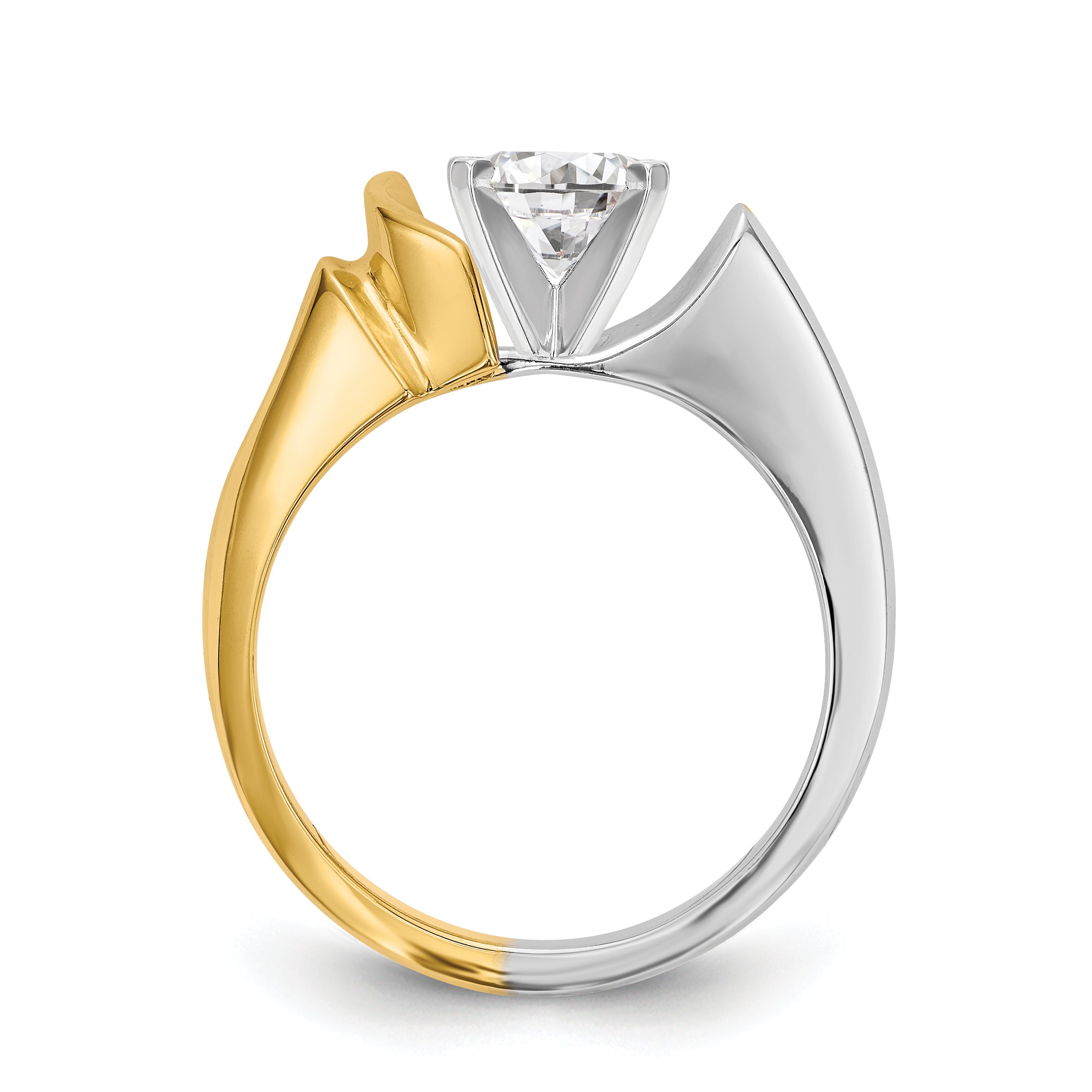 14K Two-tone Peg Set Solitaire Engagement Ring Mounting