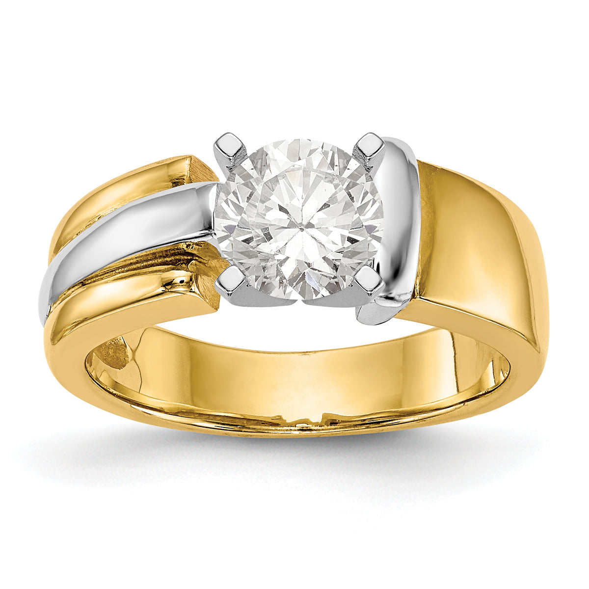 14K Two-tone Peg Set Solitaire Engagement Ring Mounting