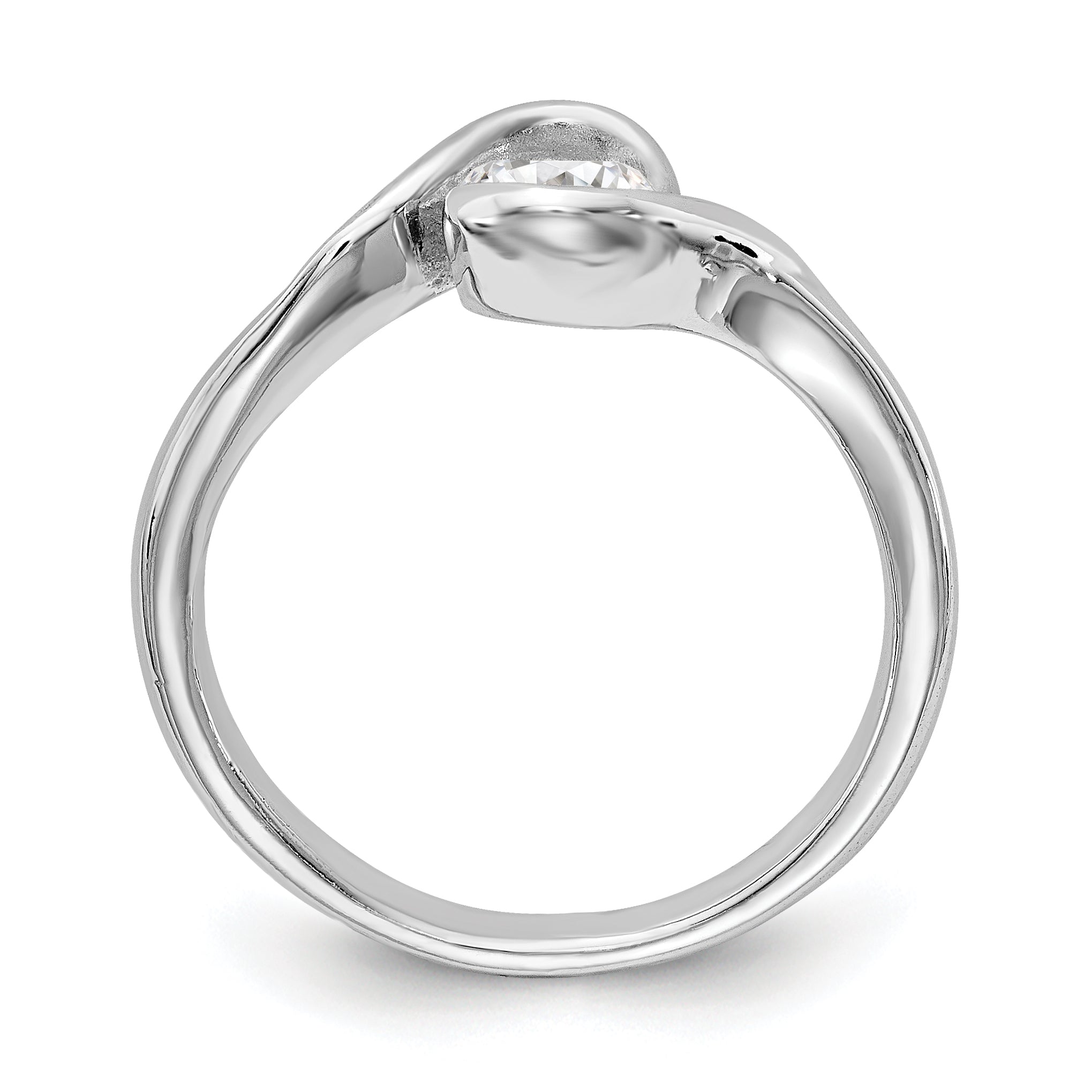 14K White Gold (Holds 1/2 carat (5.2mm) Round) Half-Bezel Bypass Solitaire Engagement Ring Mounting