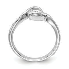 14K White Gold (Holds 1/2 carat (5.2mm) Round) Half-Bezel Bypass Solitaire Engagement Ring Mounting