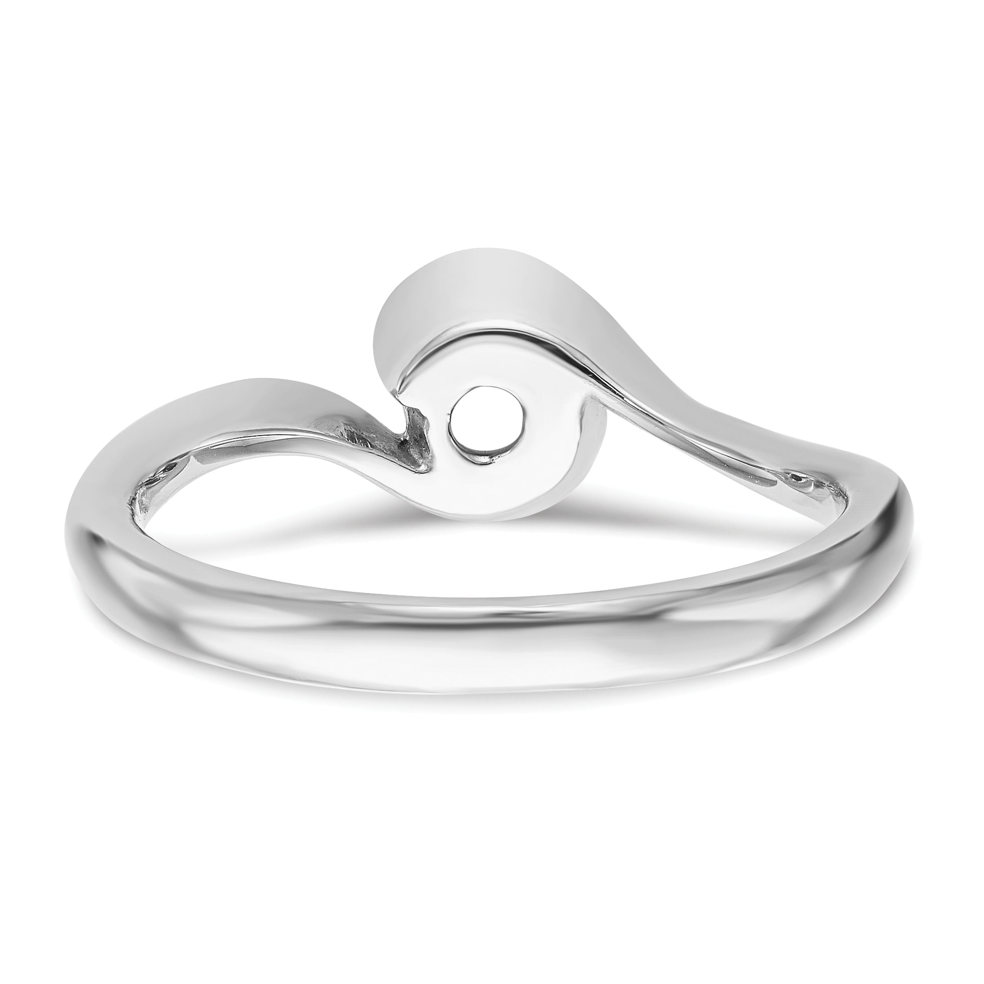 14K White Gold (Holds 1/2 carat (5.2mm) Round) Half-Bezel Bypass Solitaire Engagement Ring Mounting