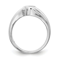 14K White Gold (Holds 1/2 carat (5.00mm) Round) Half-Bezel Bypass Solitaire Engagement Ring Mounting