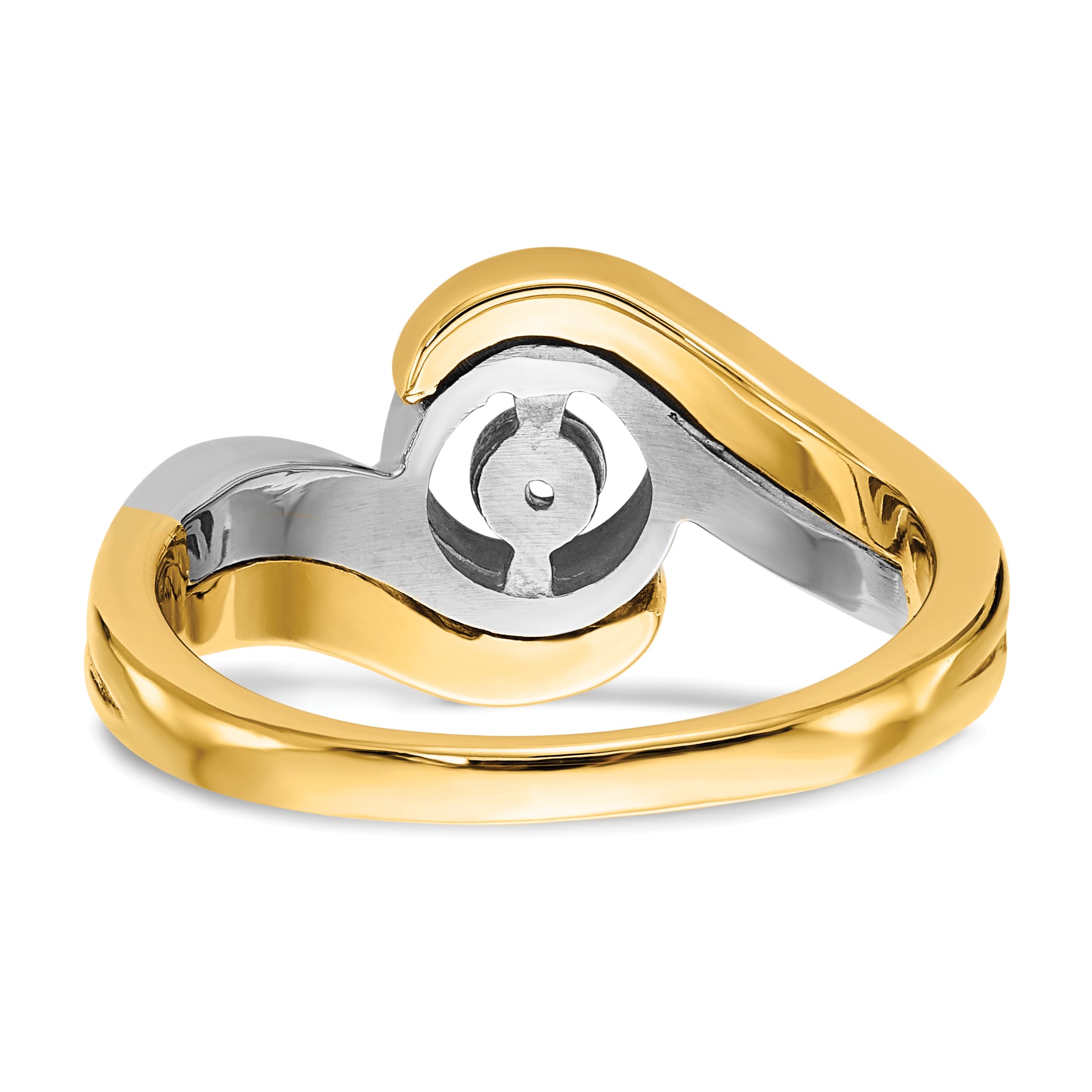 14K Two-tone Peg Set Bypass Solitaire Engagement Ring Mounting