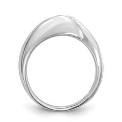 14K White Gold (Holds 1/2 carat (5.2mm) Round) Half-Bezel Bypass Solitaire Engagement Ring Mounting