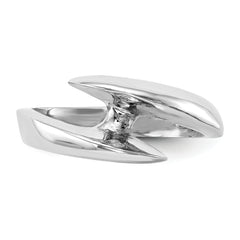 14K White Gold (Holds 1/2 carat (5.2mm) Round) Half-Bezel Bypass Solitaire Engagement Ring Mounting