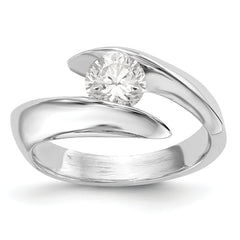 14K White Gold (Holds 1/2 carat (5.2mm) Round) Half-Bezel Bypass Solitaire Engagement Ring Mounting