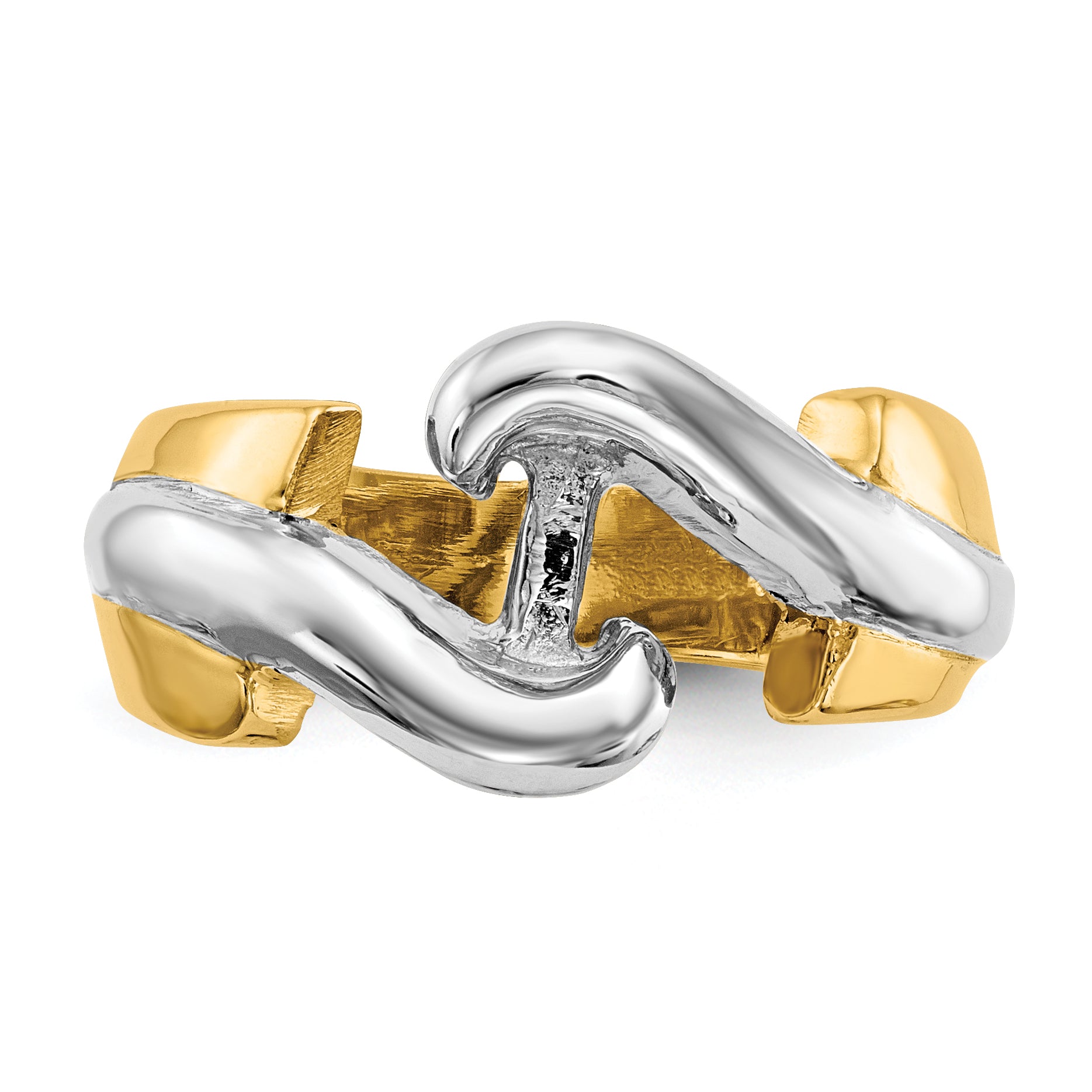 14K Two-tone Peg Set Bypass Solitaire Engagement Ring Mounting