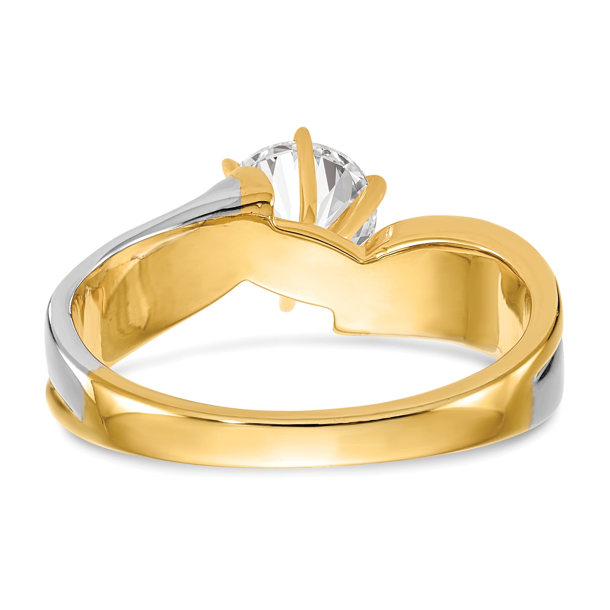 14K Two-tone Peg Set Bypass Solitaire Engagement Ring Mounting