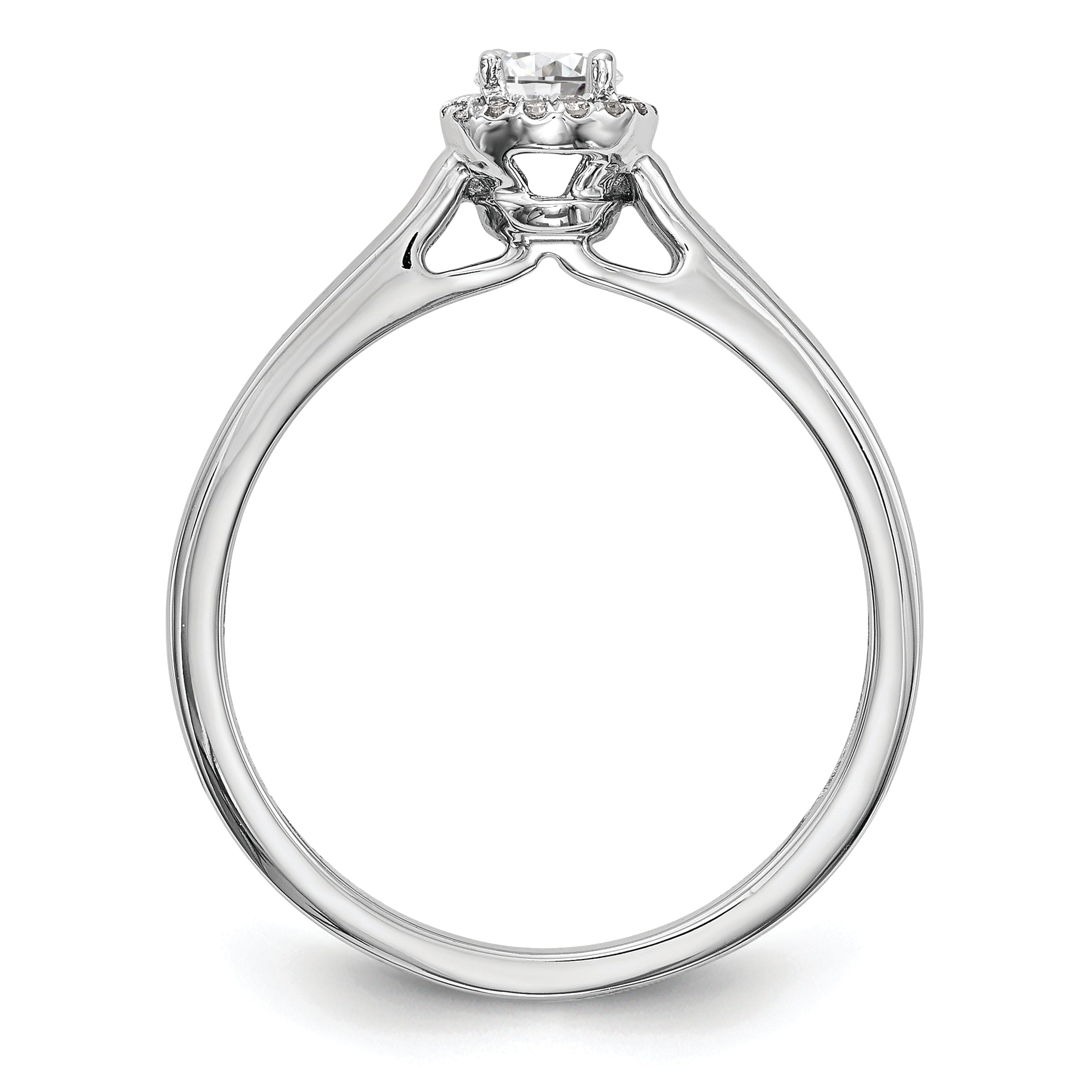 14K White Gold Halo (Holds 1/5 carat (3.5mm) Round Center) 1/20 carat Diamond Semi-Mount Engagement Ring