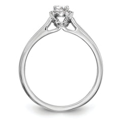 14K White Gold Halo (Holds 1/5 carat (3.5mm) Round Center) 1/20 carat Diamond Semi-Mount Engagement Ring