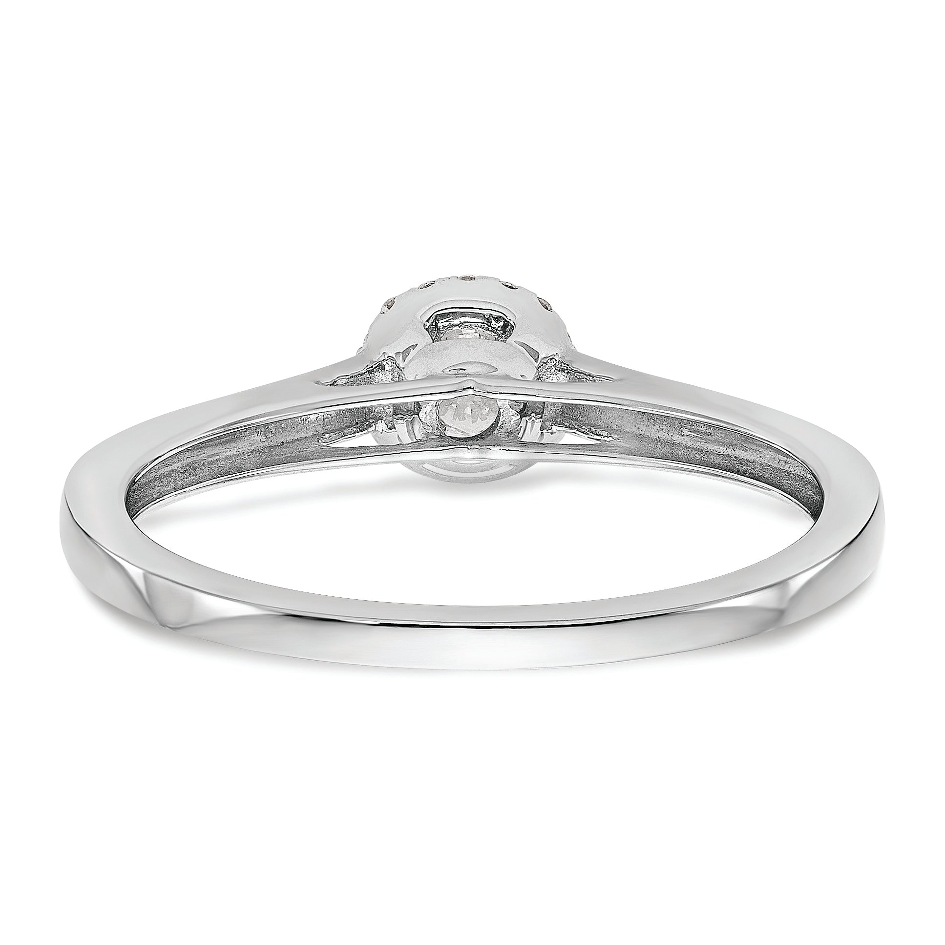 14K White Gold Halo (Holds 1/5 carat (3.5mm) Round Center) 1/20 carat Diamond Semi-Mount Engagement Ring