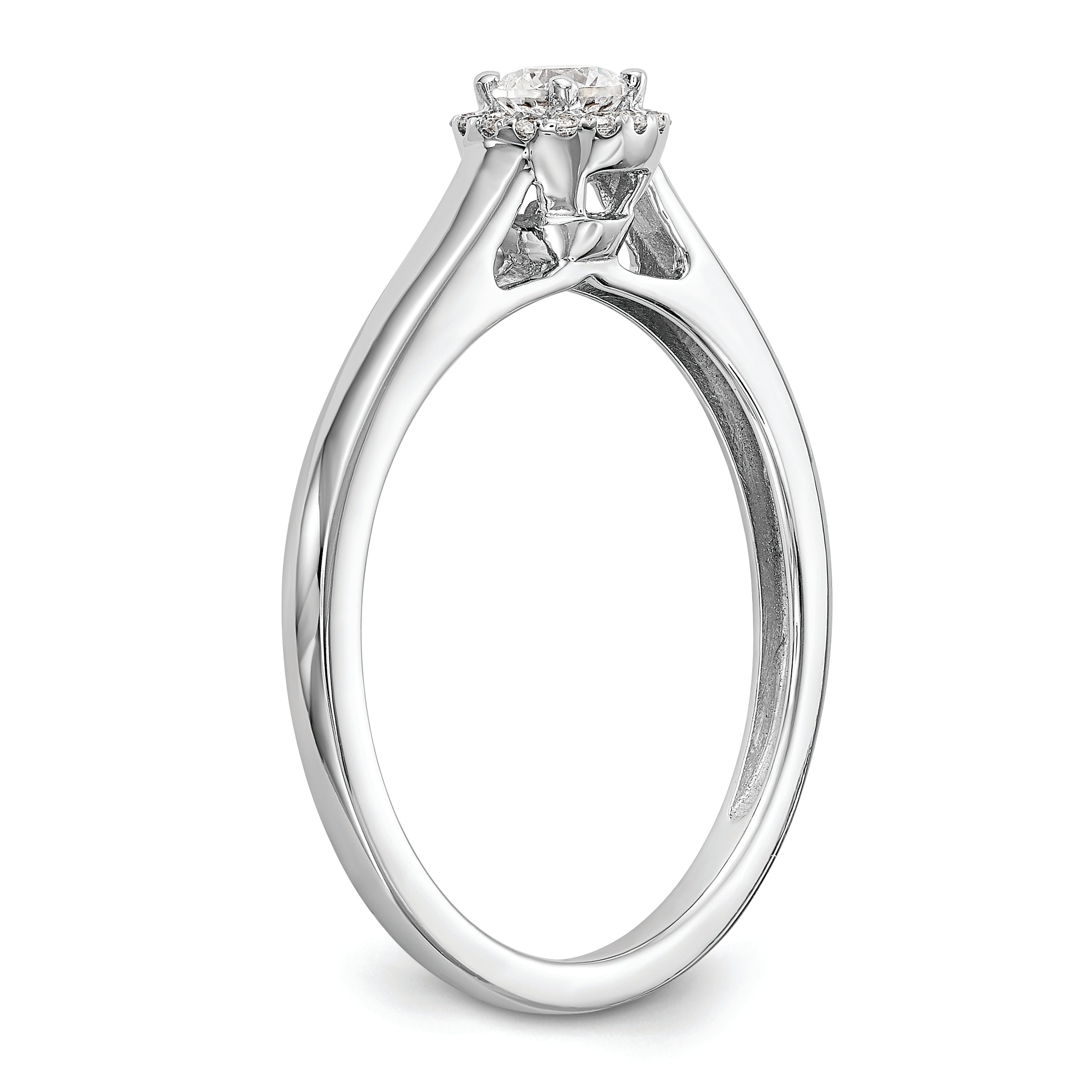 14K White Gold Halo (Holds 1/5 carat (3.5mm) Round Center) 1/20 carat Diamond Semi-Mount Engagement Ring