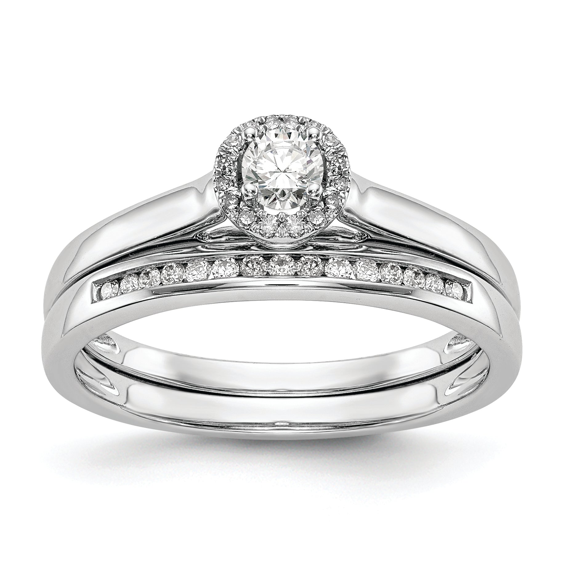 14K White Gold Halo (Holds 1/5 carat (3.5mm) Round Center) 1/20 carat Diamond Semi-Mount Engagement Ring