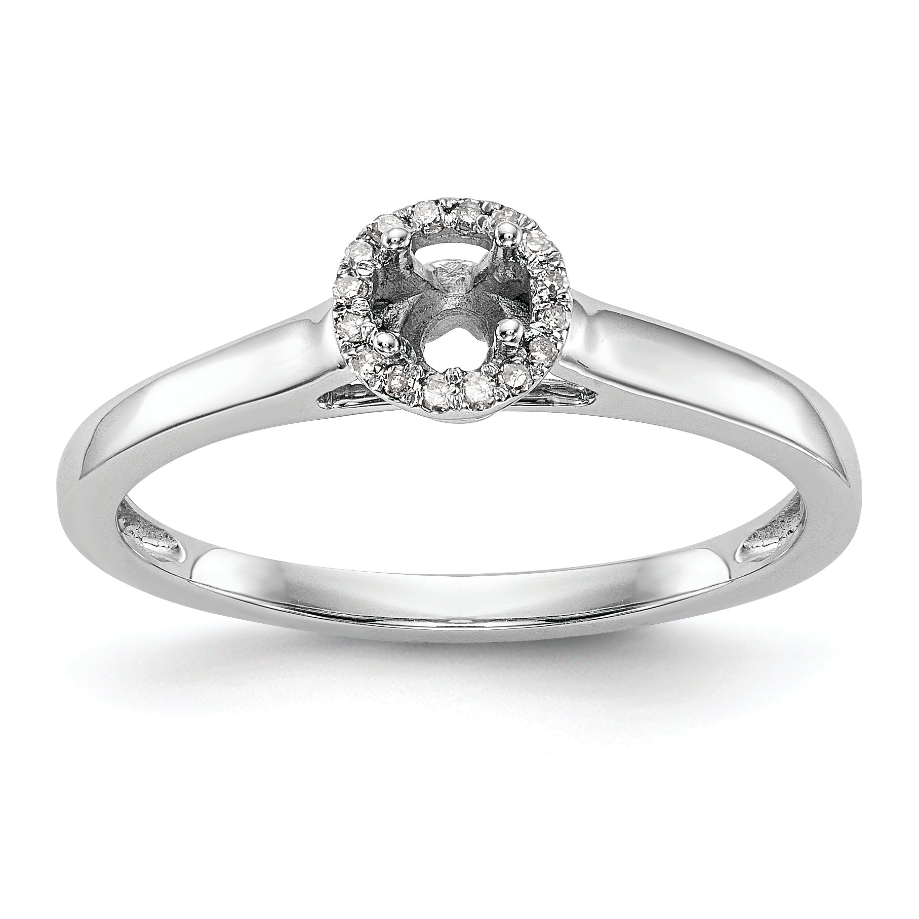 14K White Gold Halo (Holds 1/5 carat (3.5mm) Round Center) 1/20 carat Diamond Semi-Mount Engagement Ring