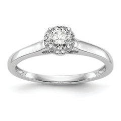 14K White Gold Halo (Holds 1/5 carat (3.5mm) Round Center) 1/20 carat Diamond Semi-Mount Engagement Ring