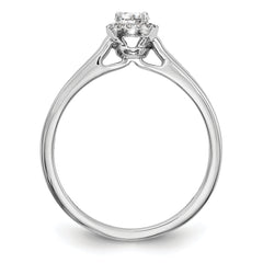 14K White Gold Halo (Holds 1/3 carat (4.1mm) Round Center) 1/15 carat Diamond Semi-Mount Engagement Ring