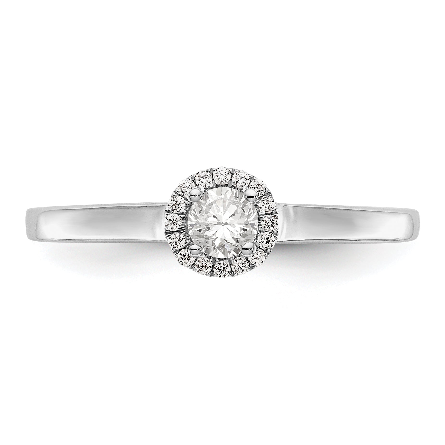 14K White Gold Halo (Holds 1/3 carat (4.1mm) Round Center) 1/15 carat Diamond Semi-Mount Engagement Ring