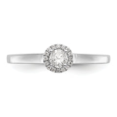 14K White Gold Halo (Holds 1/5 carat (3.5mm) Round Center) 1/20 carat Diamond Semi-Mount Engagement Ring