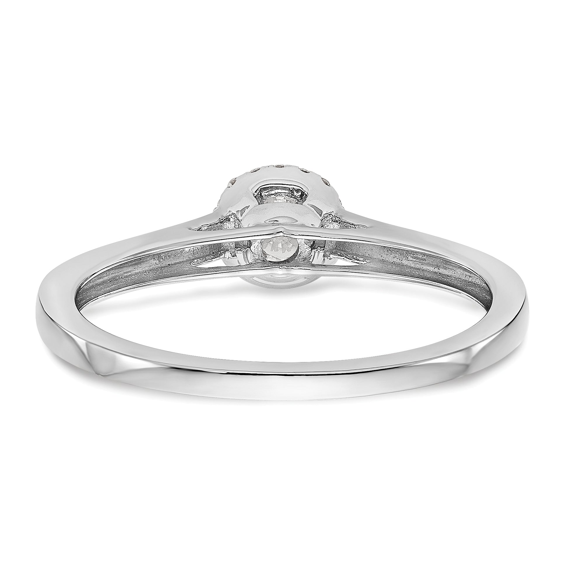 14K White Gold Halo (Holds 1/3 carat (4.1mm) Round Center) 1/15 carat Diamond Semi-Mount Engagement Ring