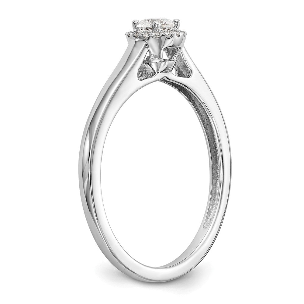 14K White Gold Halo (Holds 1/3 carat (4.1mm) Round Center) 1/15 carat Diamond Semi-Mount Engagement Ring