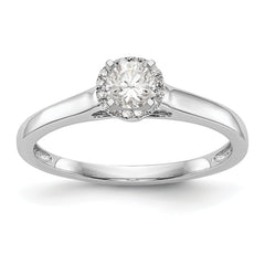 14K White Gold Halo (Holds 1/5 carat (3.5mm) Round Center) 1/20 carat Diamond Semi-Mount Engagement Ring