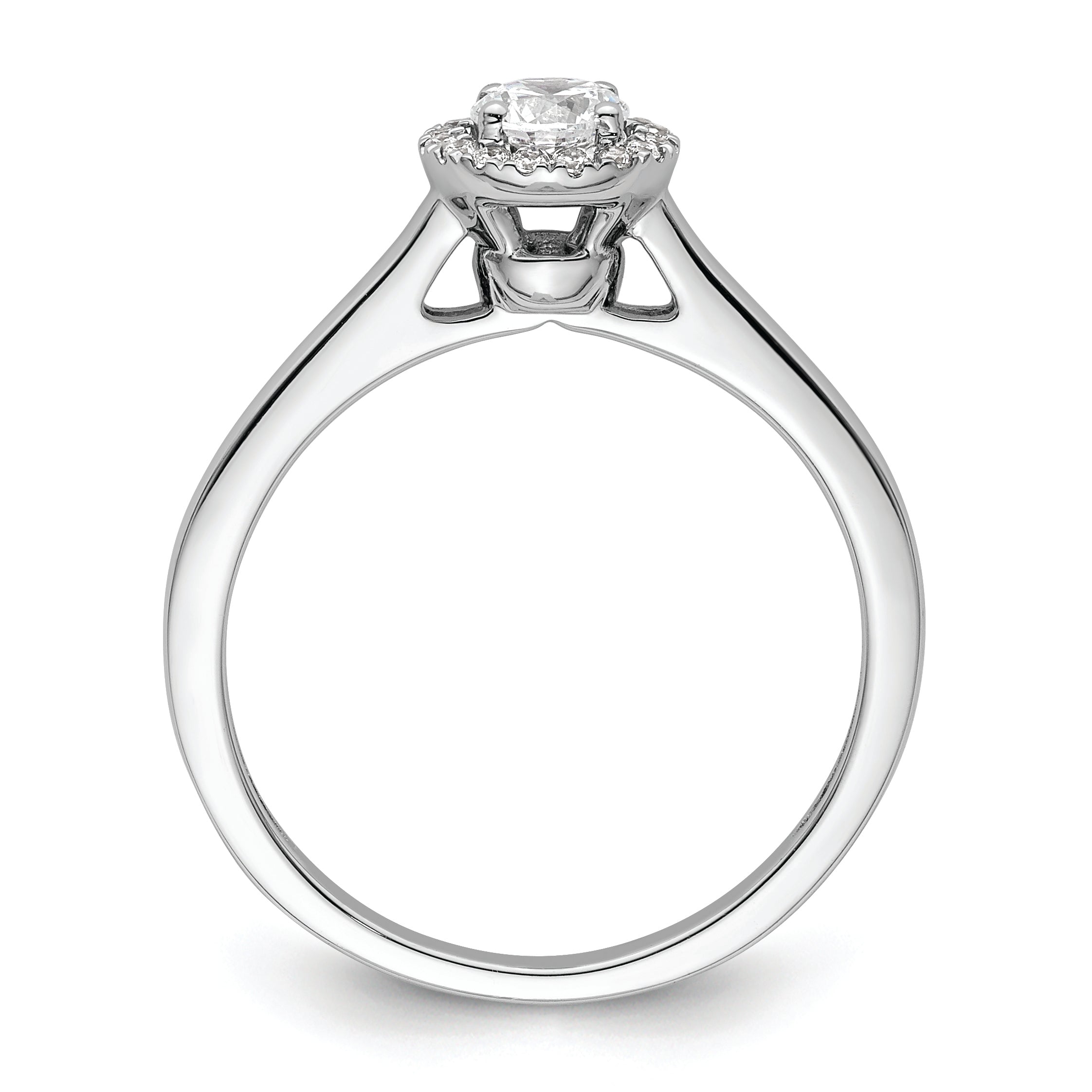 14K White Gold Halo (Holds 1/3 carat (4.1mm) Round Center) 1/15 carat Diamond Semi-Mount Engagement Ring