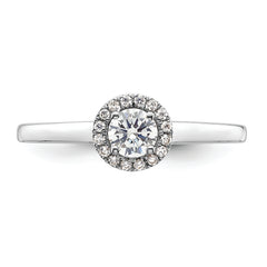 14K White Gold Halo (Holds 1/3 carat (4.1mm) Round Center) 1/15 carat Diamond Semi-Mount Engagement Ring