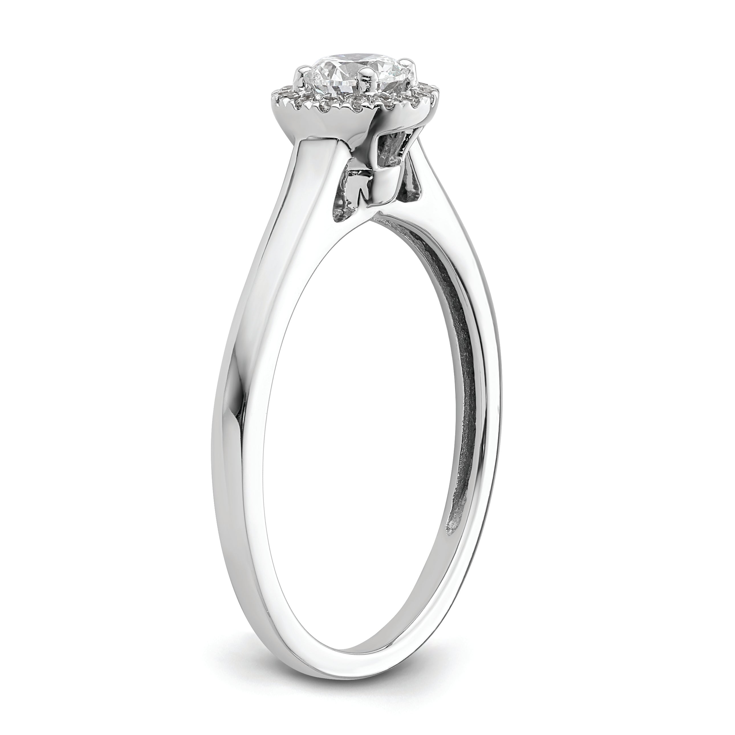 14K White Gold Halo (Holds 1/3 carat (4.1mm) Round Center) 1/15 carat Diamond Semi-Mount Engagement Ring