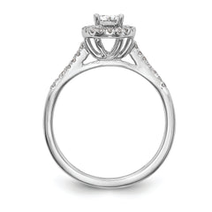 14K White Gold Halo (Holds 1/2 carat (5.2mm) Round Center) 1/5 carat Diamond Semi-Mount Engagement Ring