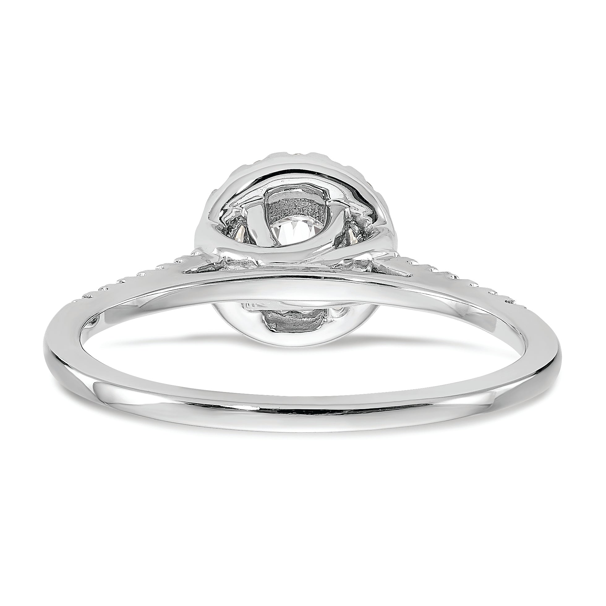 14K White Gold Halo (Holds 1/2 carat (5.2mm) Round Center) 1/5 carat Diamond Semi-Mount Engagement Ring