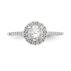 14K White Gold Halo (Holds 1/2 carat (5.2mm) Round Center) 1/5 carat Diamond Semi-Mount Engagement Ring