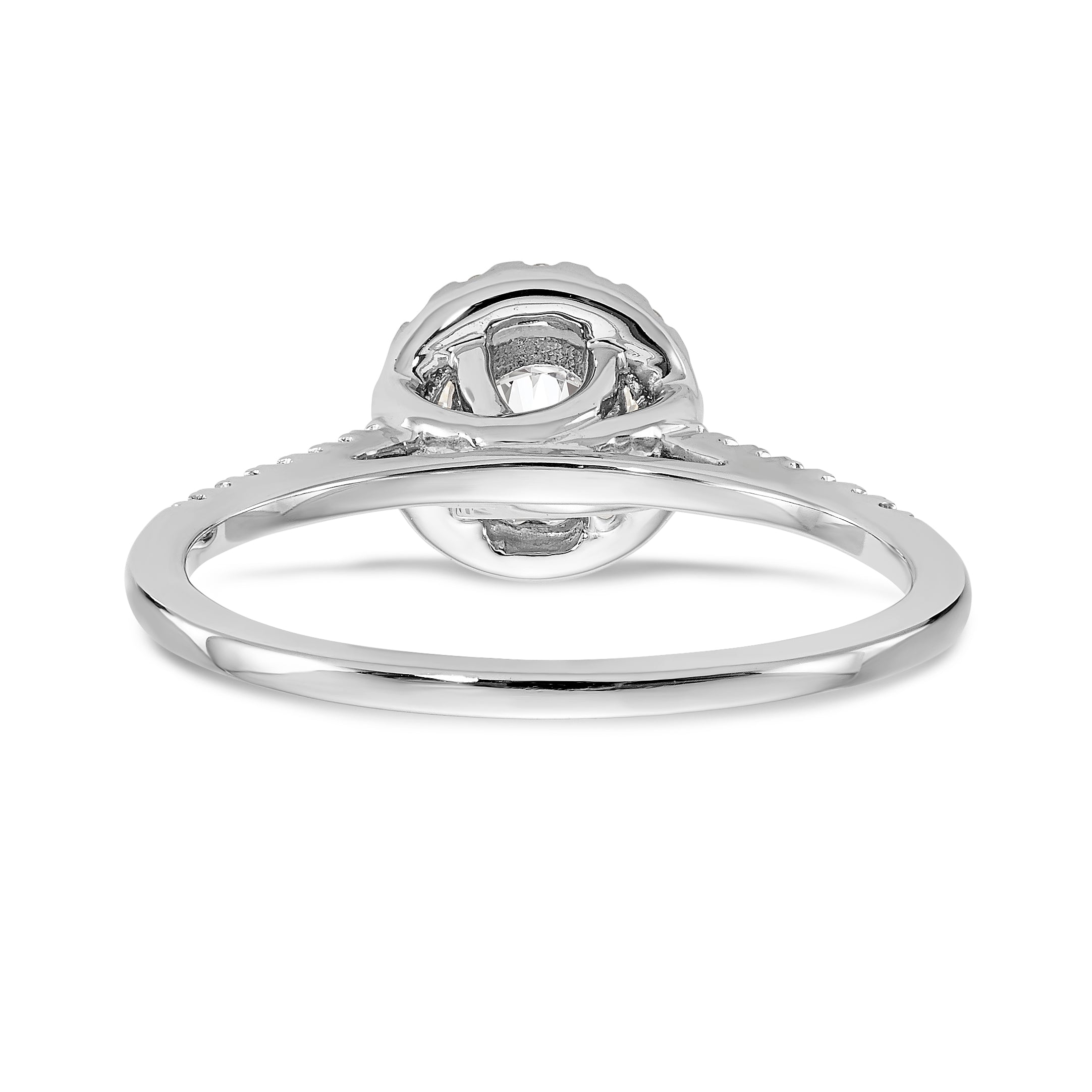 14K White Gold Halo (Holds 1/2 carat (5.2mm) Round Center) 1/5 carat Diamond Semi-Mount Engagement Ring