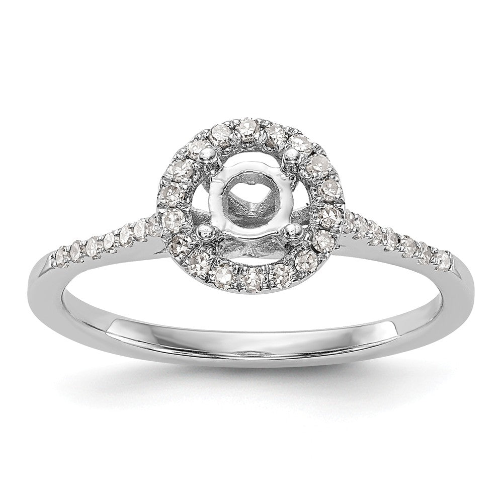 14K White Gold Round Diamond Semi-Mount Halo Engagement Ring