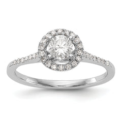 14K White Gold Halo (Holds 1/2 carat (5.2mm) Round Center) 1/5 carat Diamond Semi-Mount Engagement Ring